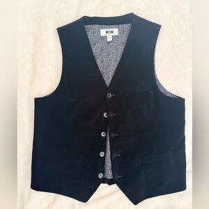 Joseph Abboud Mens Waistcoat Vest Solid Black Velvet Full Back Button Up M